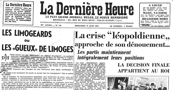 Voorpagina La Dernire Heure 27 juni 1945