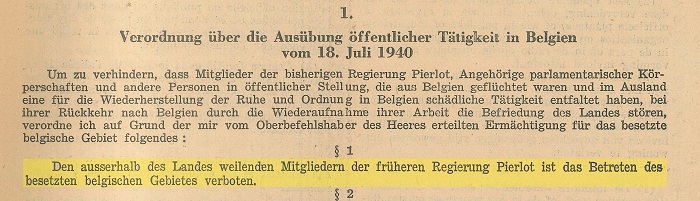 Dcret de l'autorit d'occupation allemande concernant l'exercice d'activit publique en Belgique
