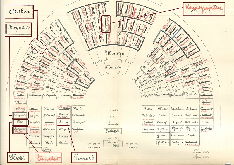 Het laatste zaalplan van het halfrond van de Senaat voor de Duitse inval - 1937