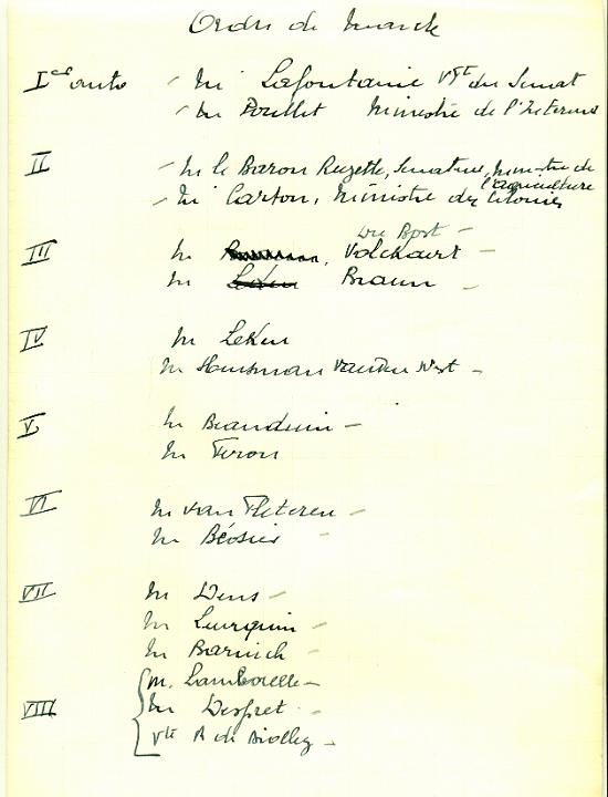 Volgorde van de wagens in de treurmars