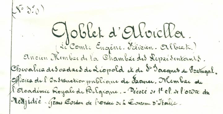 Uittreksel uit de biografische nota van senator Eugne Goblet dAlviella