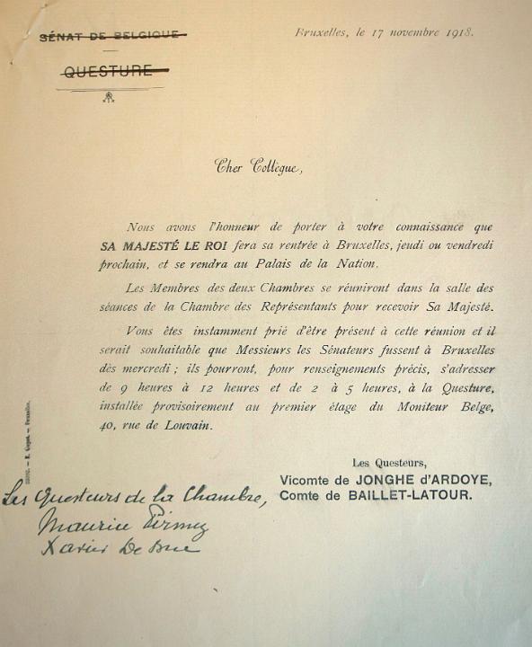 Lettre de convocation aux s�nateurs