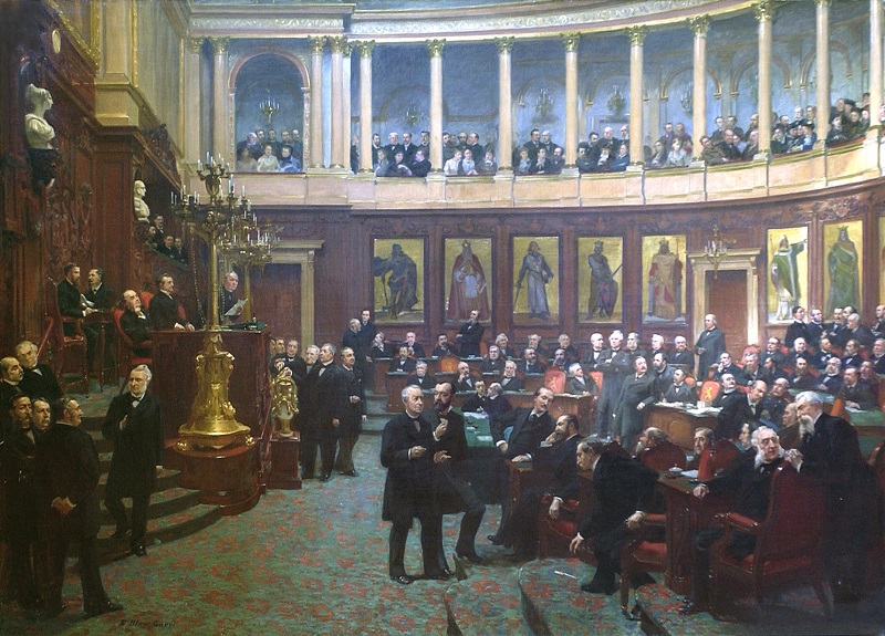Tableau d’Ernest Blanc Garin montrant le Sénat en réunion vers 1880